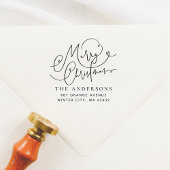 Vrolijk kerstkalligrafie bloeiend adres rubberstempel