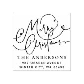 Vrolijk kerstkalligrafie bloeiend adres rubberstempel (Afrduk)