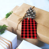 Vrolijk kerstkalligrafie Buffalo Check Cadeaulabel