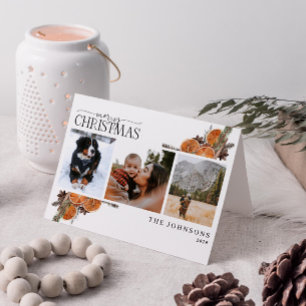 Vrolijk kerstkalligrafie Citrus Botanische Foto Feestdagen Kaart