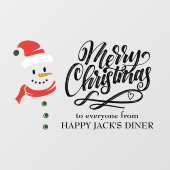 Vrolijk kerstkalligrafie en Snowman Custom Raamsticker (Vel)