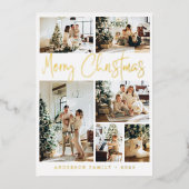 Vrolijk kerstkalligrafie Foto Gold Foil Holida Folie Feestdagenkaart (Voorkant)