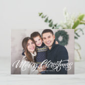 Vrolijk kerstkalligrafie foto overlay feestdagenkaart (Staand voorkant)