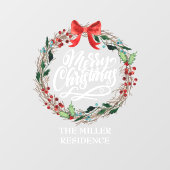 Vrolijk kerstkalligrafie Holly Wreath Raamsticker (Vel)