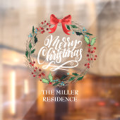 Vrolijk kerstkalligrafie Holly Wreath Raamsticker (Vel 2)