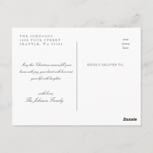 Vrolijk kerstkalligrafie met Waterverf Tree Briefkaart (Achterkant)