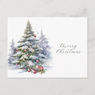 Vrolijk kerstkalligrafie met Waterverf Tree Briefkaart