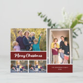 Vrolijk kerstkalligrafie Rode foto Collage Feestdagenkaart (Staand voorkant)