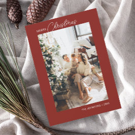 Vrolijk kerstkalligrafie Rood Feestdagenkaart