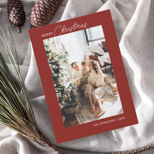 Vrolijk kerstkalligrafie Rood Feestdagenkaart