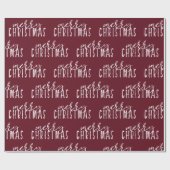 Vrolijk Kerstkalligrafie Rood Wit Feestelijke Chic Cadeaupapier (Vlak)