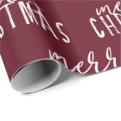 Vrolijk Kerstkalligrafie Rood Wit Feestelijke Chic Cadeaupapier (Rol Hoek)