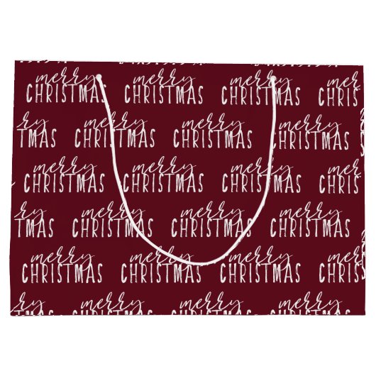 Vrolijk Kerstkalligrafie Rood Wit Feestelijke Chic Groot Cadeauzakje (Achterkant)