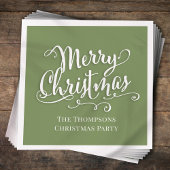 Vrolijk kerstkalligrafie Script Eenvoudig groen Servet