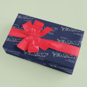 Vrolijk kerstkalligrafie Script Navy Blue Schattig Inpakpapier Vel