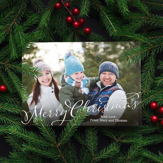 Vrolijk kerstkalligrafie Script rood gestreept Feestdagenkaart