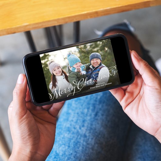 Vrolijk kerstkalligrafie Script rood gestreept Feestdagenkaart