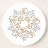 Vrolijk Kerstkalligrafie Star Art Gold, Silver Zandsteen Onderzetter (Voorkant)