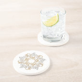 Vrolijk Kerstkalligrafie Star Art Gold, Silver Zandsteen Onderzetter (Zijkant)