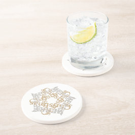 Vrolijk Kerstkalligrafie Star Art Gold, Silver Zandsteen Onderzetter