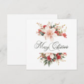 Vrolijk kerstkalligrafie Waterverf Bloemen Feestdagenkaart (Voorkant / Achterkant)