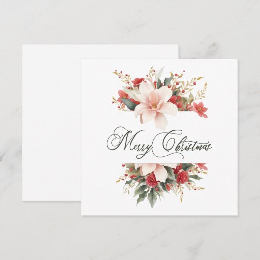 Vrolijk kerstkalligrafie Waterverf Bloemen Feestdagenkaart (Voorkant / Achterkant)