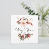 Vrolijk kerstkalligrafie Waterverf Bloemen Feestdagenkaart (Staand voorkant)