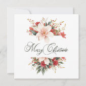 Vrolijk kerstkalligrafie Waterverf Bloemen Feestdagenkaart (Voorkant)