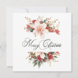 Vrolijk kerstkalligrafie Waterverf Bloemen Feestdagenkaart