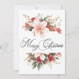 Vrolijk kerstkalligrafie Waterverf Bloemen Feestdagenkaart