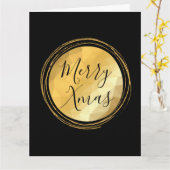 Vrolijk kerstkalligrafie zwart-wit en goudhelder kaart (Gele Bloem)
