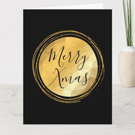 Vrolijk kerstkalligrafie zwart-wit en goudhelder kaart (Voorkant)