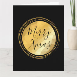 Vrolijk kerstkalligrafie zwart-wit en goudhelder kaart