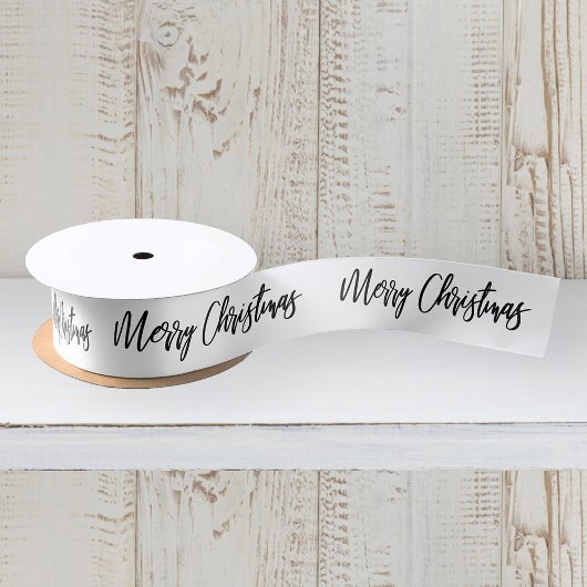 Vrolijk kerstkalligrafie Zwarte Witte feestdag Satijnen Lint