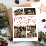 Vrolijk kerstkalligrafiescript 5 Foto Plaid Feestdagenkaart<br><div class="desc">Merry Christmas Calligraphy Script 5 Photo Plaid Holiday Kaart is voorzien van een modern kalligrafisch script op de voorkant,  samen met drie foto's en een feestelijke kerstplaid op de achterkant.</div>