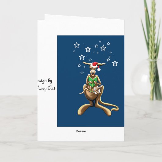 Vrolijk kerstkangoeroe en joey feestdagen kaart (Achterkant)