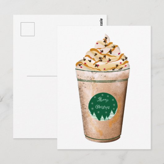 Vrolijk kerstkaramel drizzled-latte briefkaart (Voorkant / Achterkant)