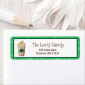 Vrolijk kerstkaramel drizzled-latte etiket (Insitu)