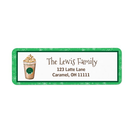 Vrolijk kerstkaramel drizzled-latte etiket (Voorkant)