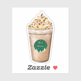 Vrolijk kerstkaramel drizzled-latte sticker