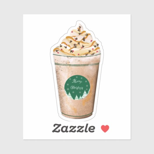 Vrolijk kerstkaramel drizzled-latte sticker (Vel)