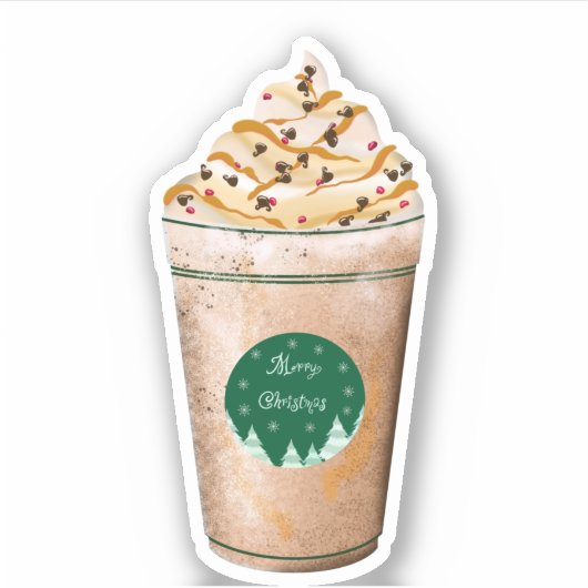 Vrolijk kerstkaramel drizzled-latte sticker (Voorkant)