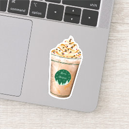 Vrolijk kerstkaramel drizzled-latte sticker