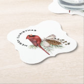 Vrolijk kerstkardinaal en pijnlijk kerstfeest kartonnen onderzetters (Gekanteld)
