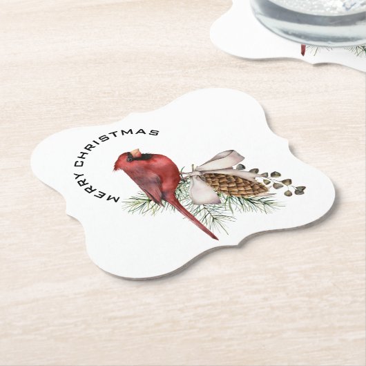 Vrolijk kerstkardinaal en pijnlijk kerstfeest kartonnen onderzetters (Gekanteld)
