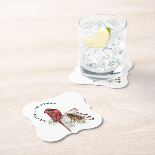 Vrolijk kerstkardinaal en pijnlijk kerstfeest kartonnen onderzetters (Insitu)