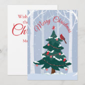 Vrolijk kerstkardinaal feestdagenkaart (Voorkant / Achterkant)