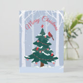 Vrolijk kerstkardinaal feestdagenkaart (Staand voorkant)