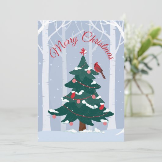 Vrolijk kerstkardinaal feestdagenkaart (Staand voorkant)