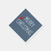 Vrolijk kerstkardinaal op sterren servet (Hoek)